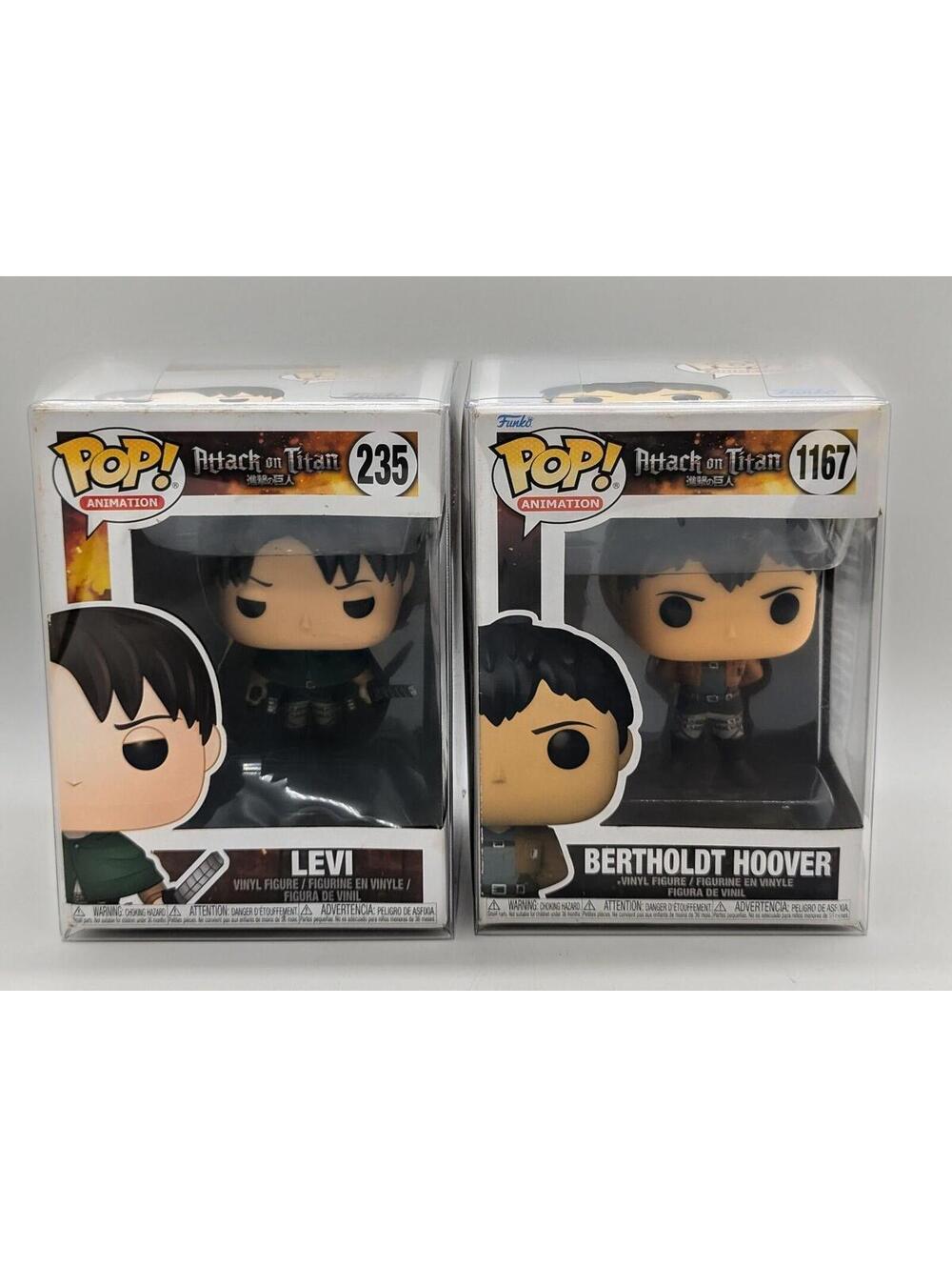 Funko Pop! Anime Attack on Titan Levi #235 & Bertholdt Hoover #1167 + Protector